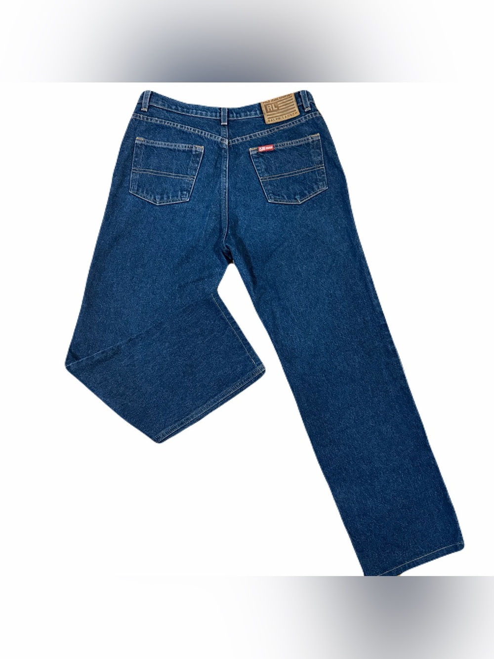 Vtg Polo Ralph Lauren Saturday Jeans 10x31 Dark Wash High Rise Wide Leg Baggy 90